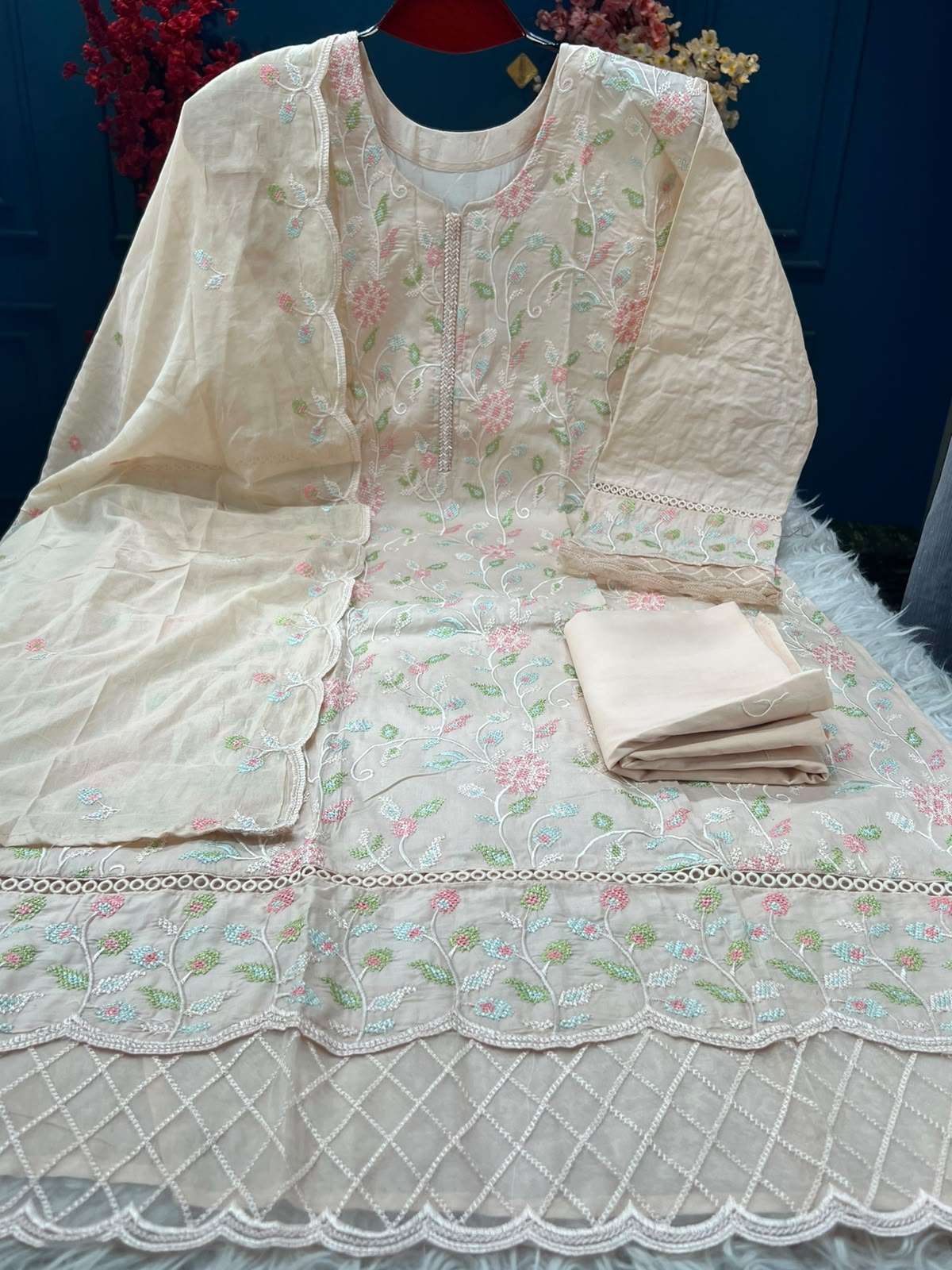Semi Stitched Chic Ctram Festive Suit - 1950