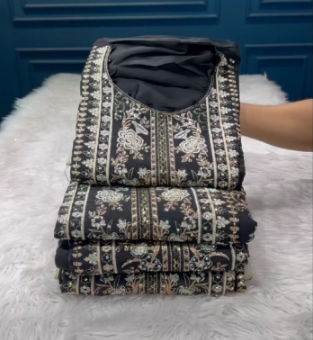 NEW Arraivals Premium Quality Pure Georgette Unstitched Collection - 1650 Black