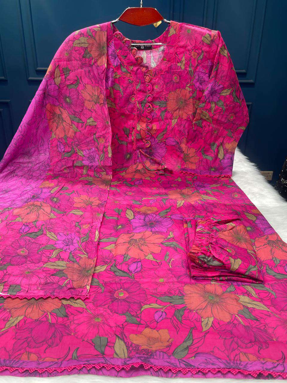 New Arraivals JoyPuri Cotton Printed Stitched Collection - 1150 Golapi