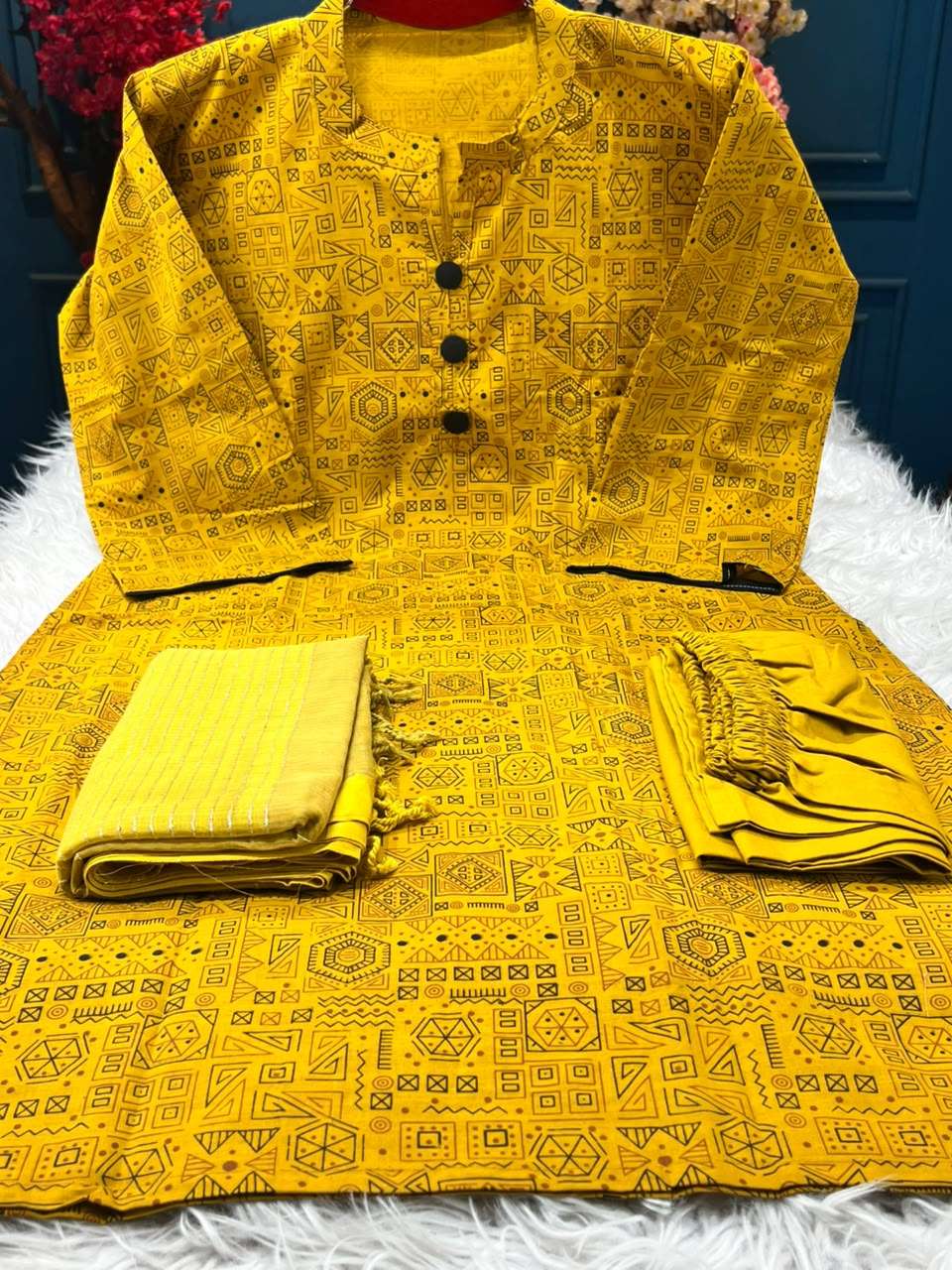 Slub Cotton Masturd Textured Stitched - 950