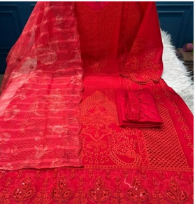 EID Exclusive Inspired Stitched Cotton Collection - RED 2650