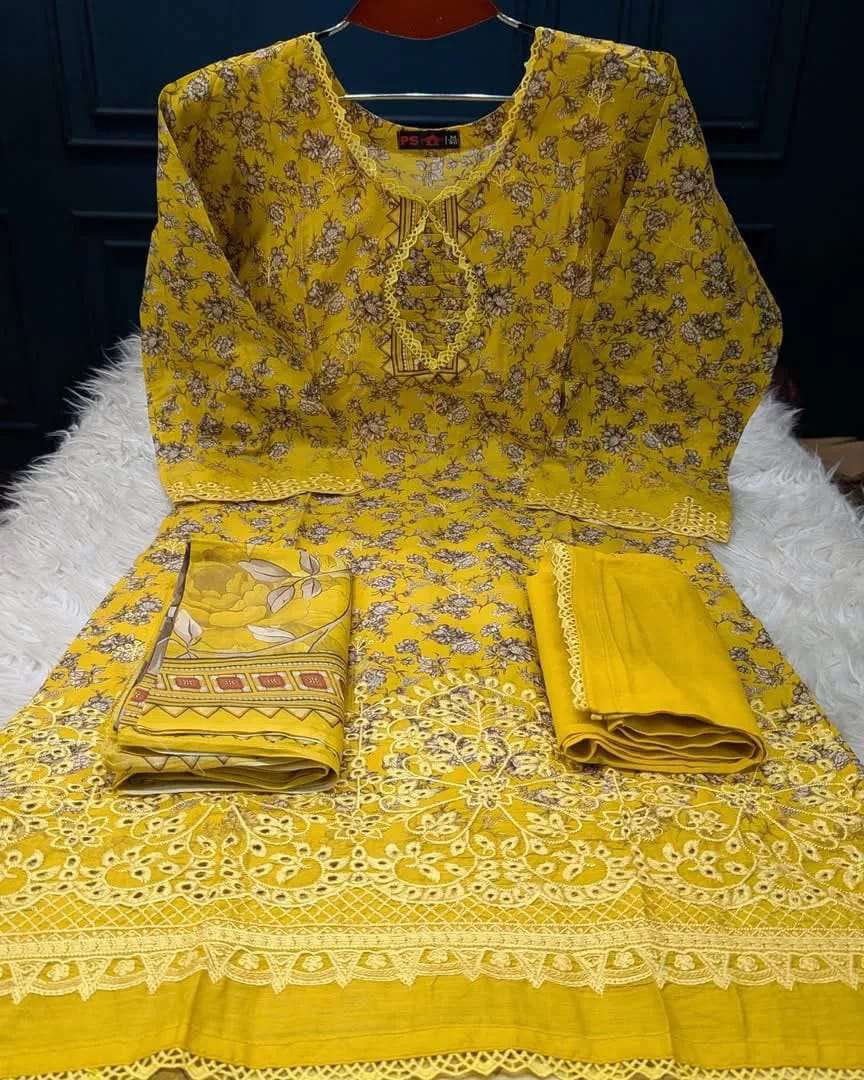 Classic Print Yellow Printed Salwar Kameez - 999