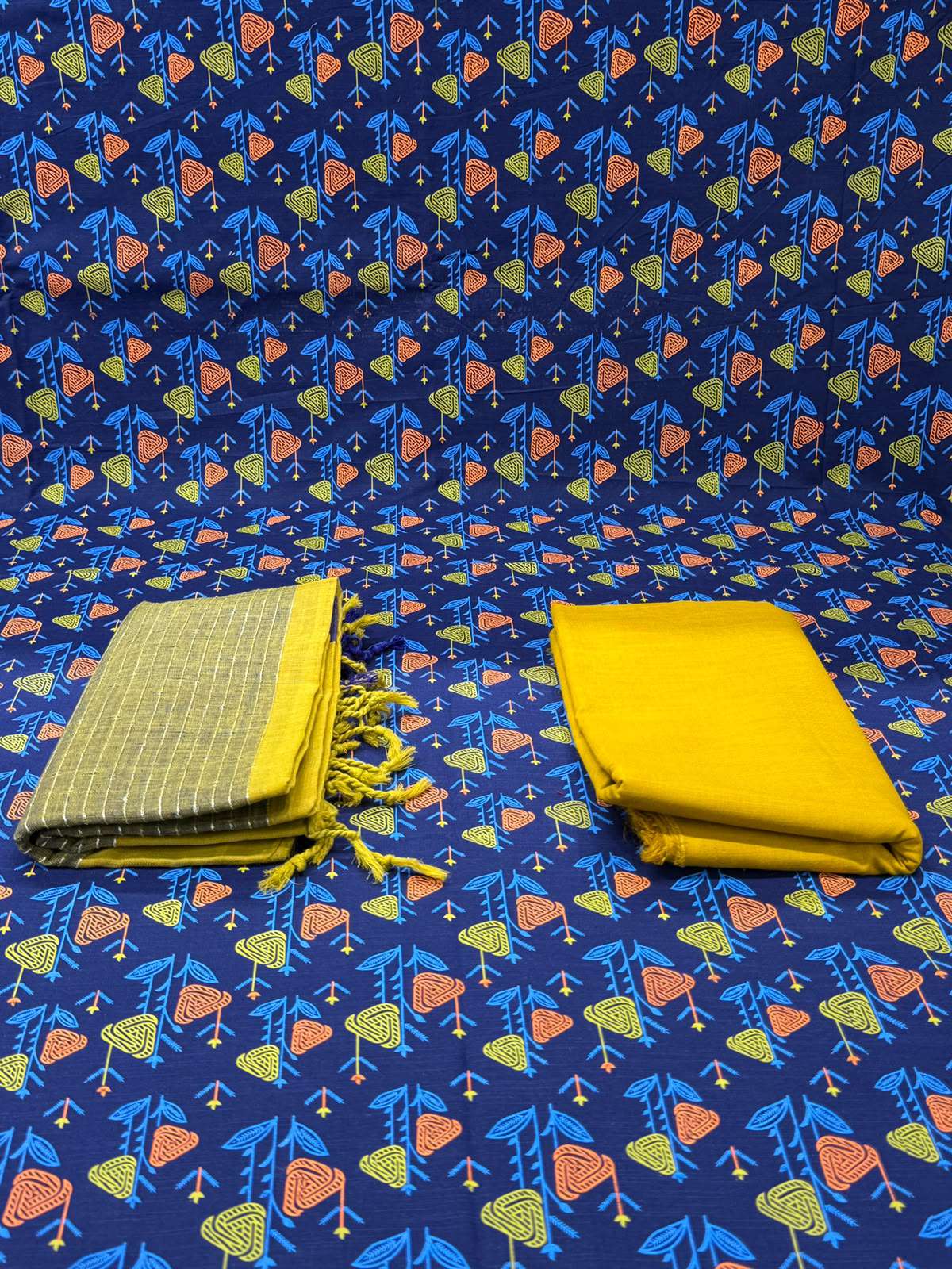 Slub Cotton Textured Blue Unstitched - 850