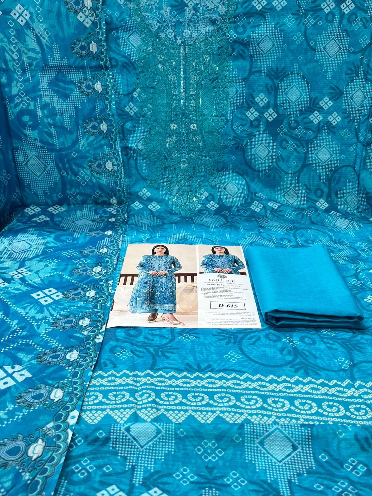 Guljee Blooming Sea Blue Suit - 1300