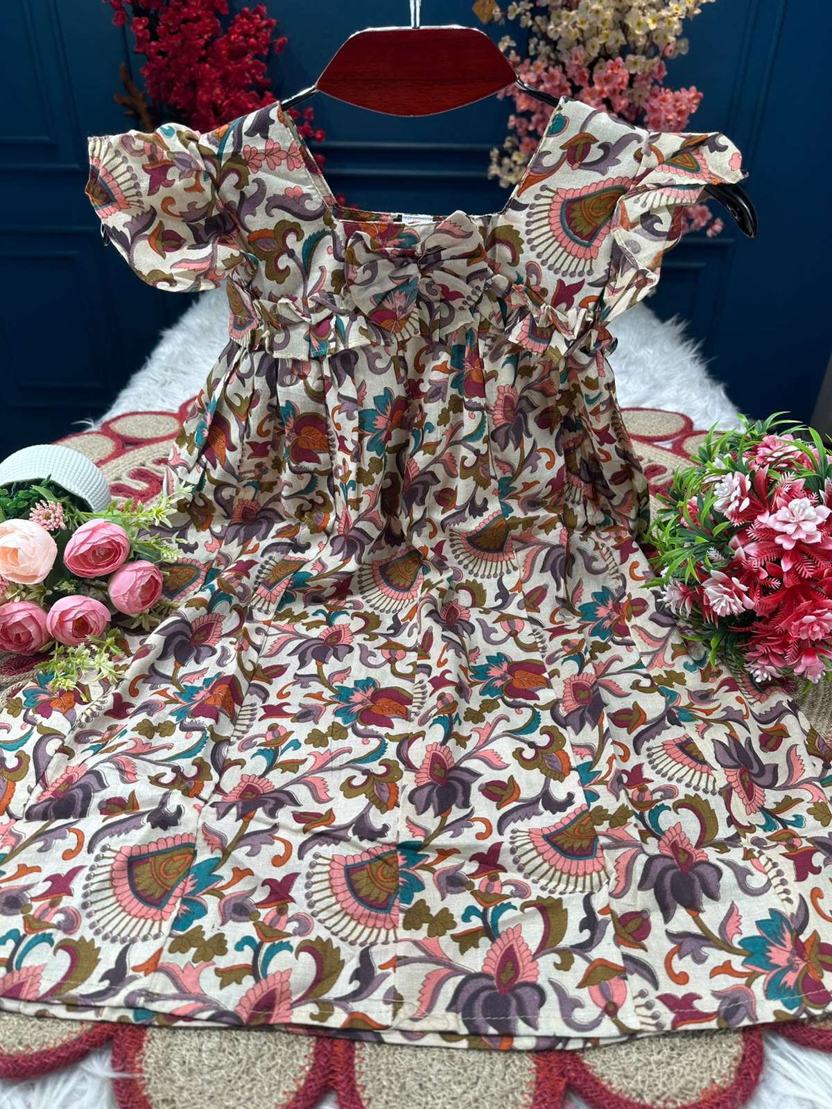 Adorable Ganga Red Baby Frock