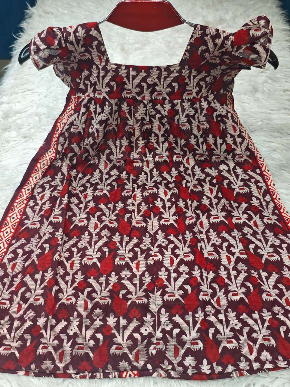 Vintage Style Maroon Baby Frock