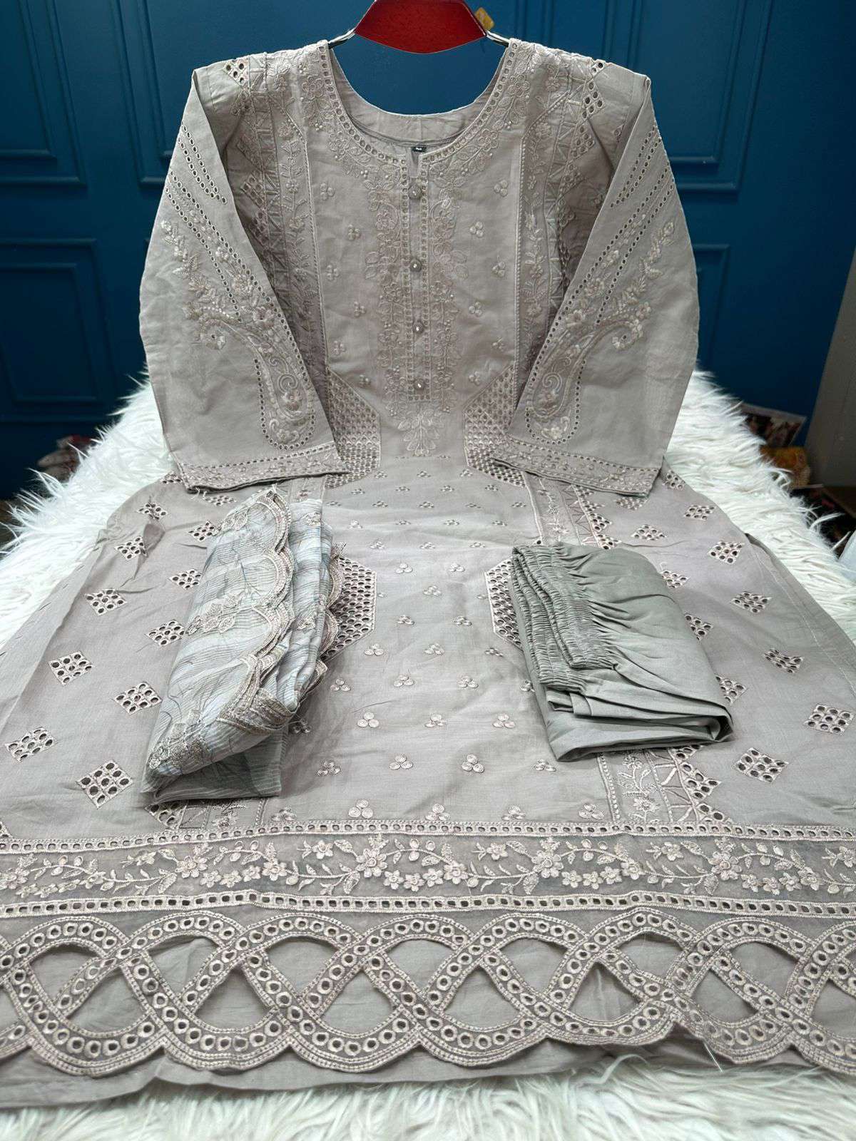 Fashionable ASh Colour Salwar Kamiz - 2250