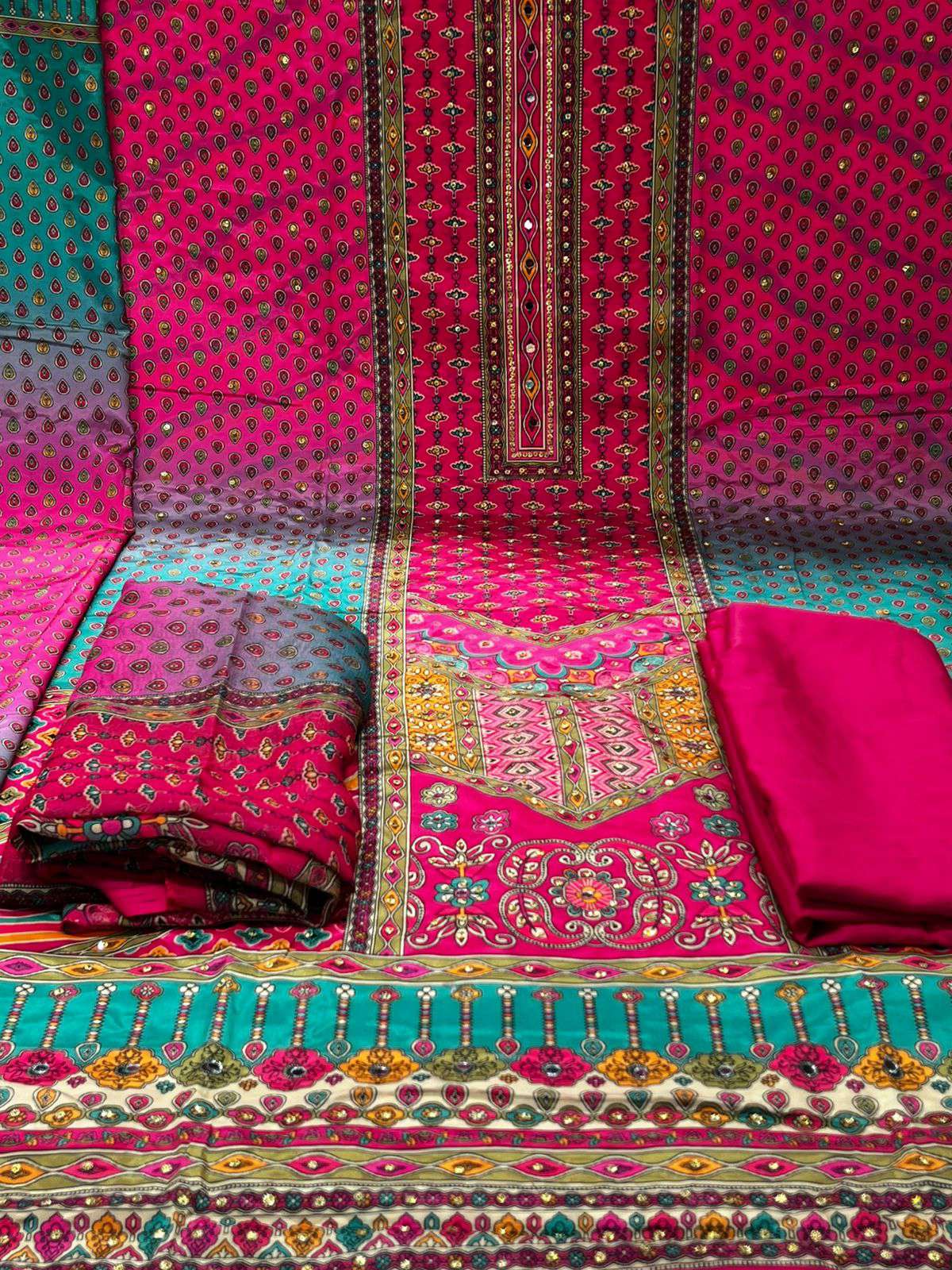 Lahori Silk Orange Party Ware - 1200 .30