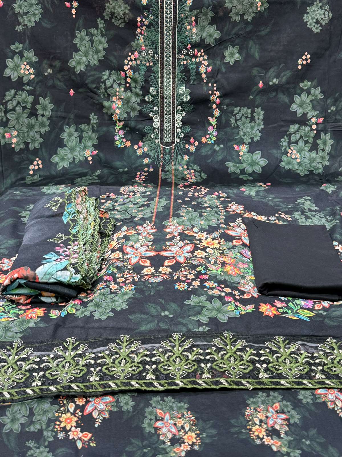 Elegant Embroidered Black Premium Cotton Wear