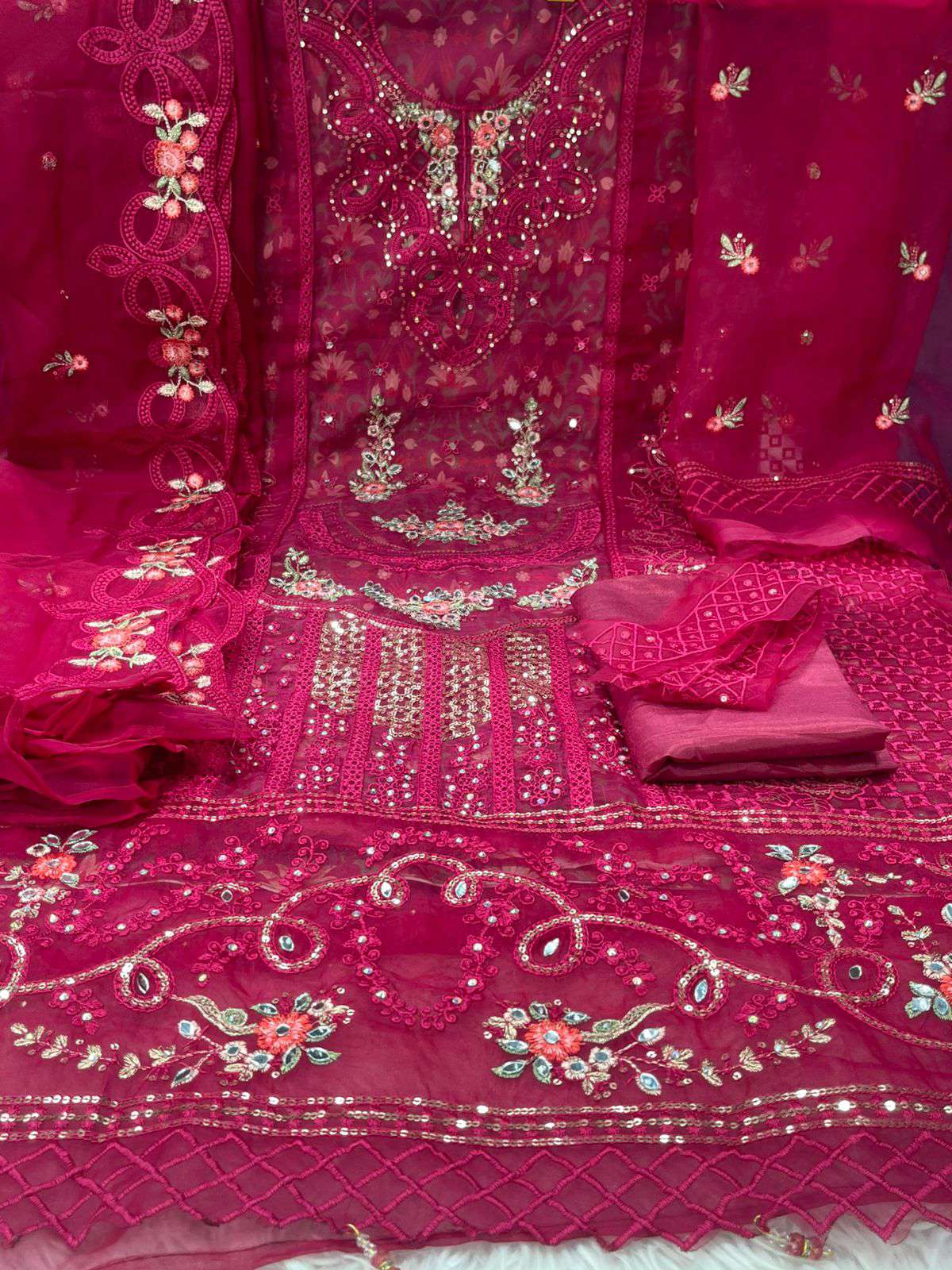 New Arraivals Pakistani Cetalogue Inner Printed Pure Organza Unstitched Collection - 2000 Dragon