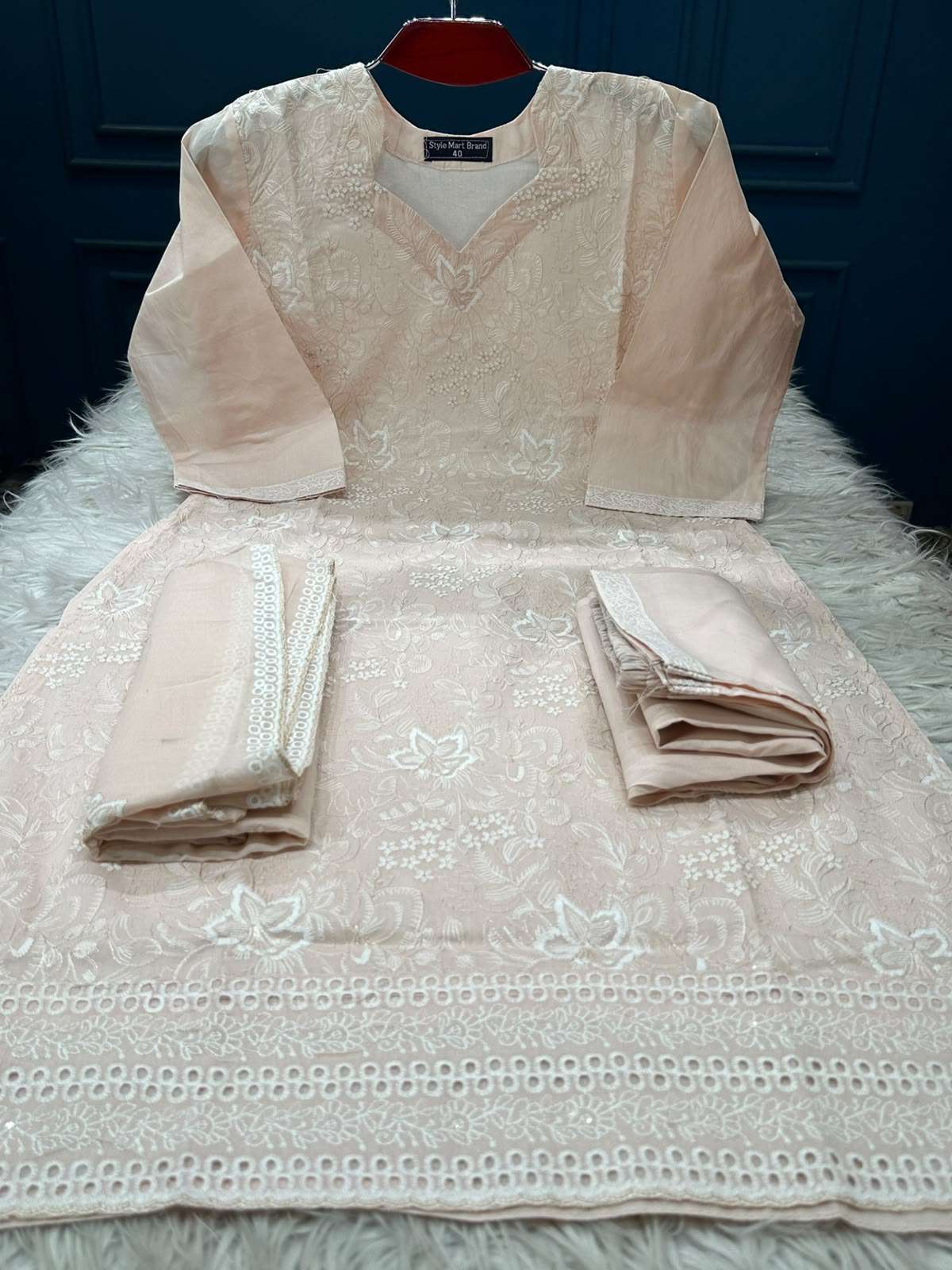 Women's Gorgeous Biscuit Stitched Set - 1750