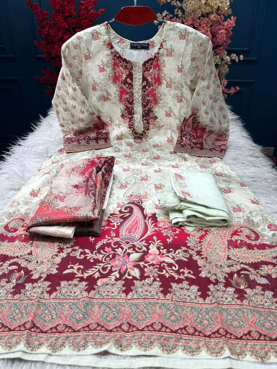 Phulmoti Step Cotton ready Cream Set - 1150