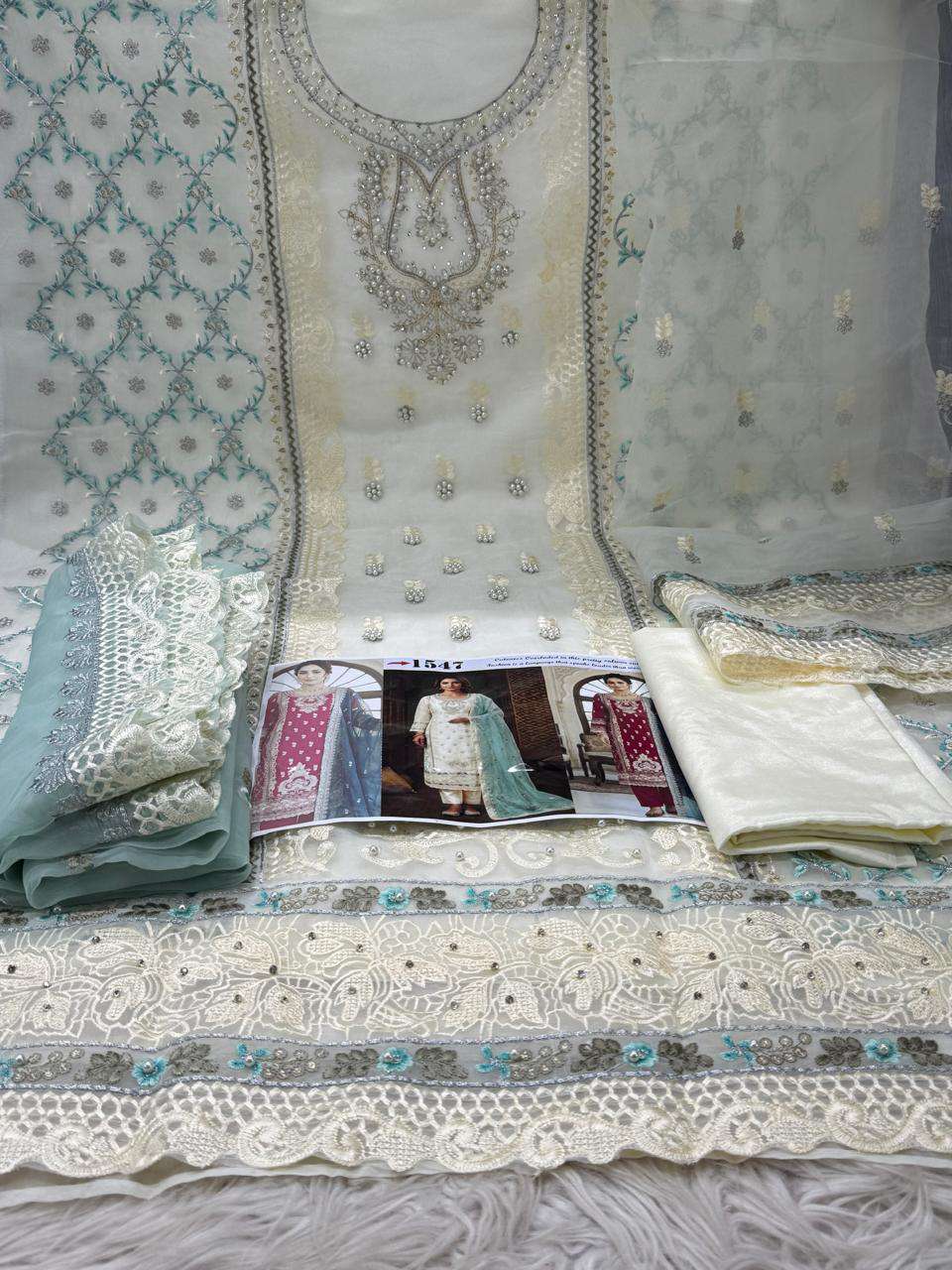 Unstitched Salwar kamiz - 1850 White