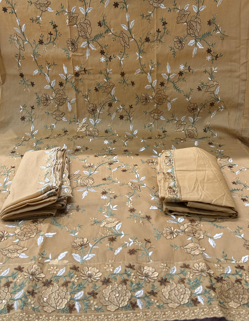 Women Gorgeous Cream Unstitched Set - 1550
