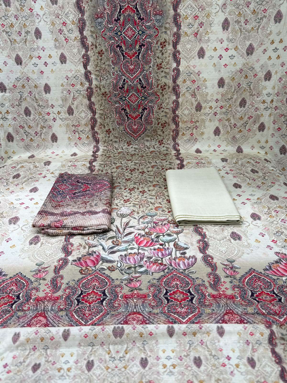 Phulmoti Step Cotton Unready Beige Set - 1050