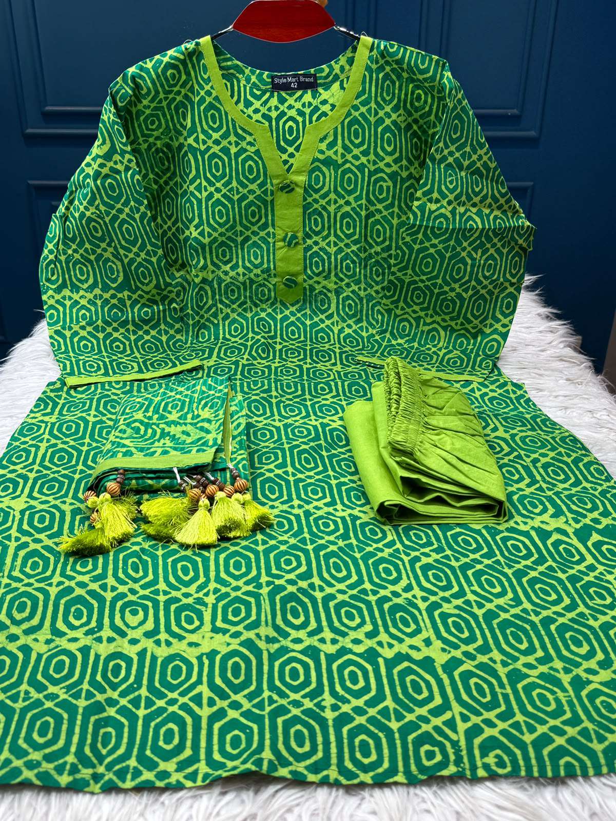 Lemon Batik Printed Stitched Suit - 1300