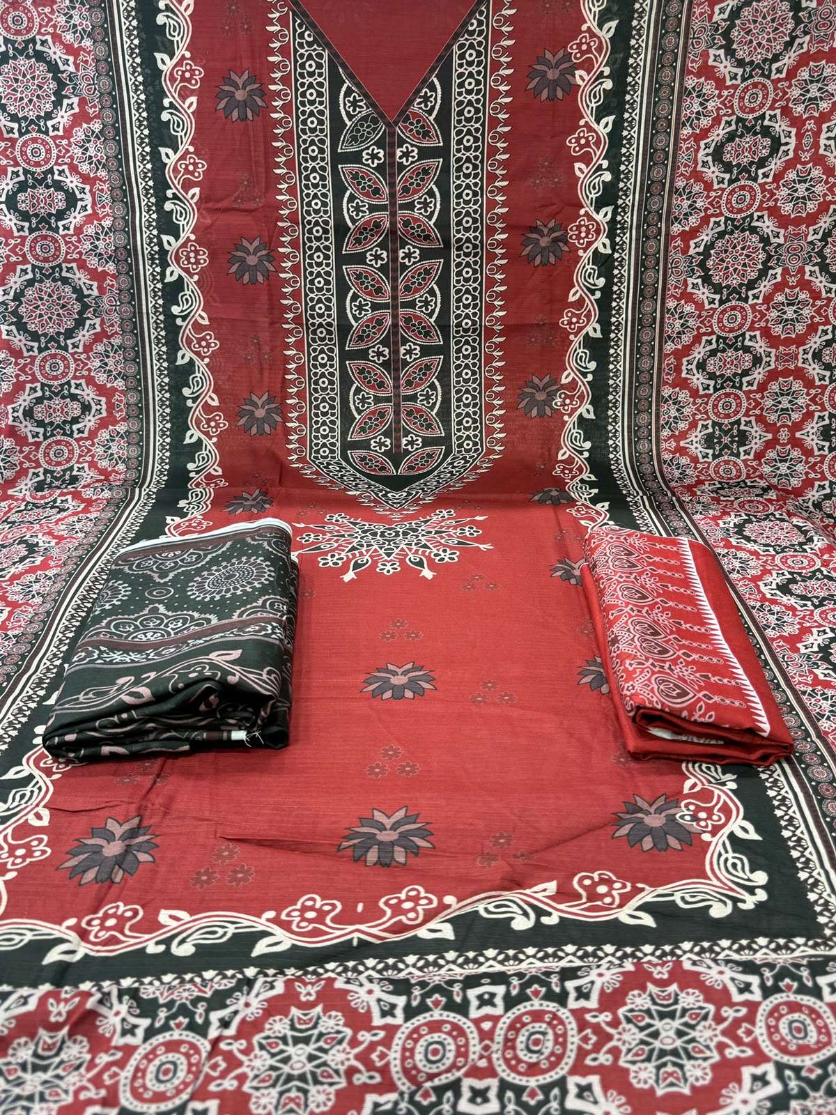 Crimson Brick Lawn Floral Dress - 1050