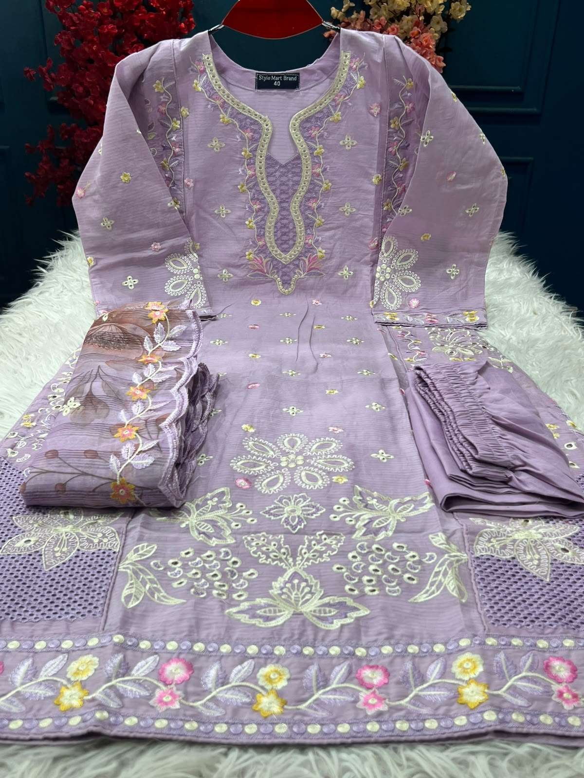 Onion Contrast Party Stitched Dress - 1750