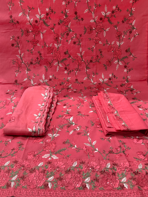 Women Gorgeous Misty Unstitched Set - 1550