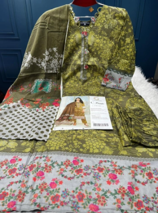 Charizma Pakistani Catalogue Printed Stitched Cotton Collection - OLIVE 1150