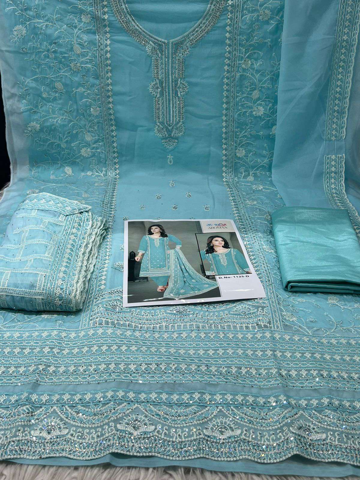 Pakistani Inspired EID Unstitched Party Collection - 2150 peach sky paste