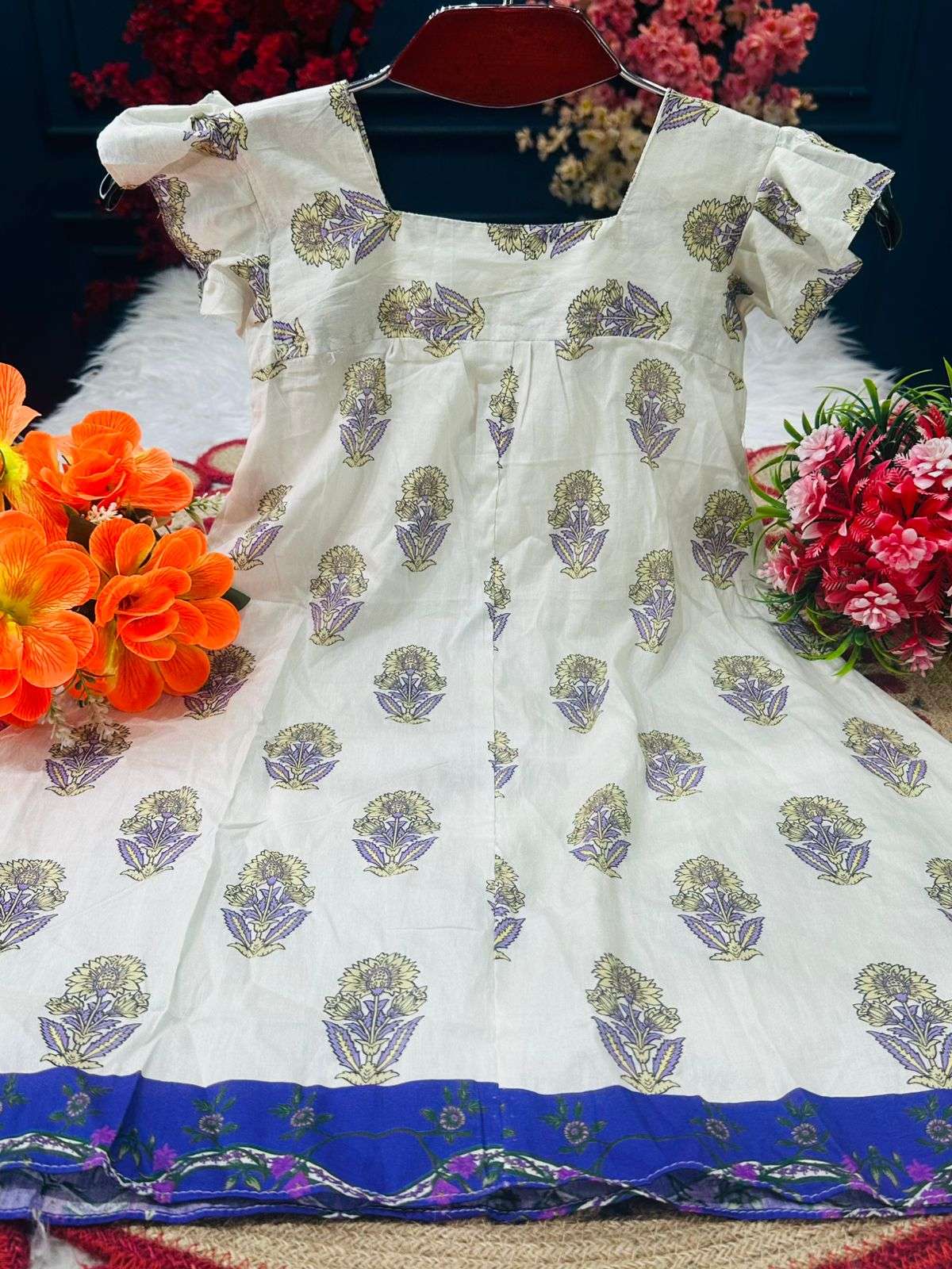 Adorable White Blue Baby Frock