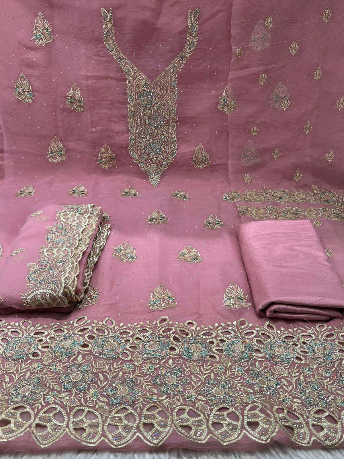 Exclusive Pakistani Inspired Kanchi Pure Unstitched Party Collection - Pink Colour 2700