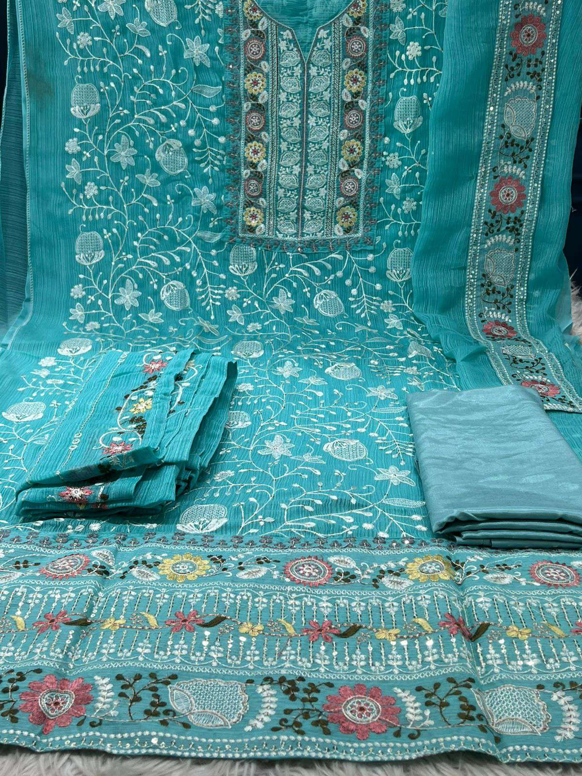 SKY Luxury Chiffon Unstitched Salwar kamiz - 1100