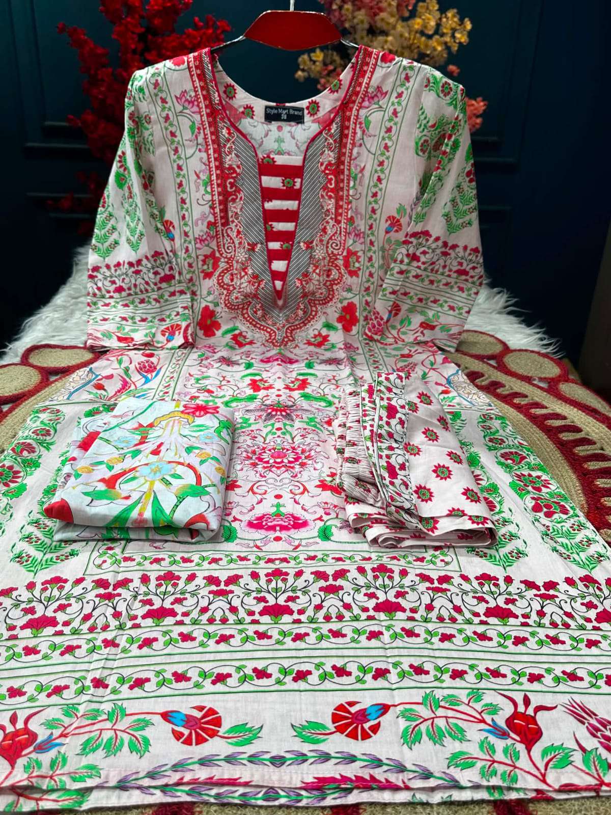 Premium Quality Luxury Lawn Printed stitched EID Collection - 1200 Pink