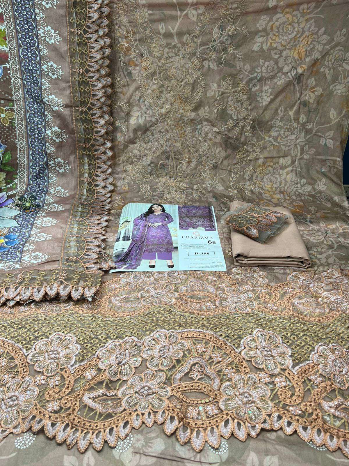 Premium Quality Charizma Catalogue Unstitched EID Collection - 2250 Brown