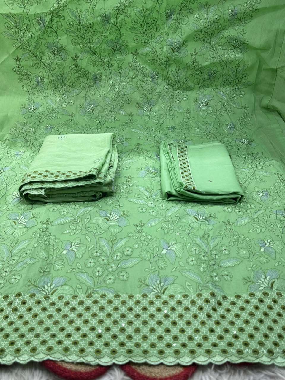 Women Gorgeous Green Unstitched Set - 1650