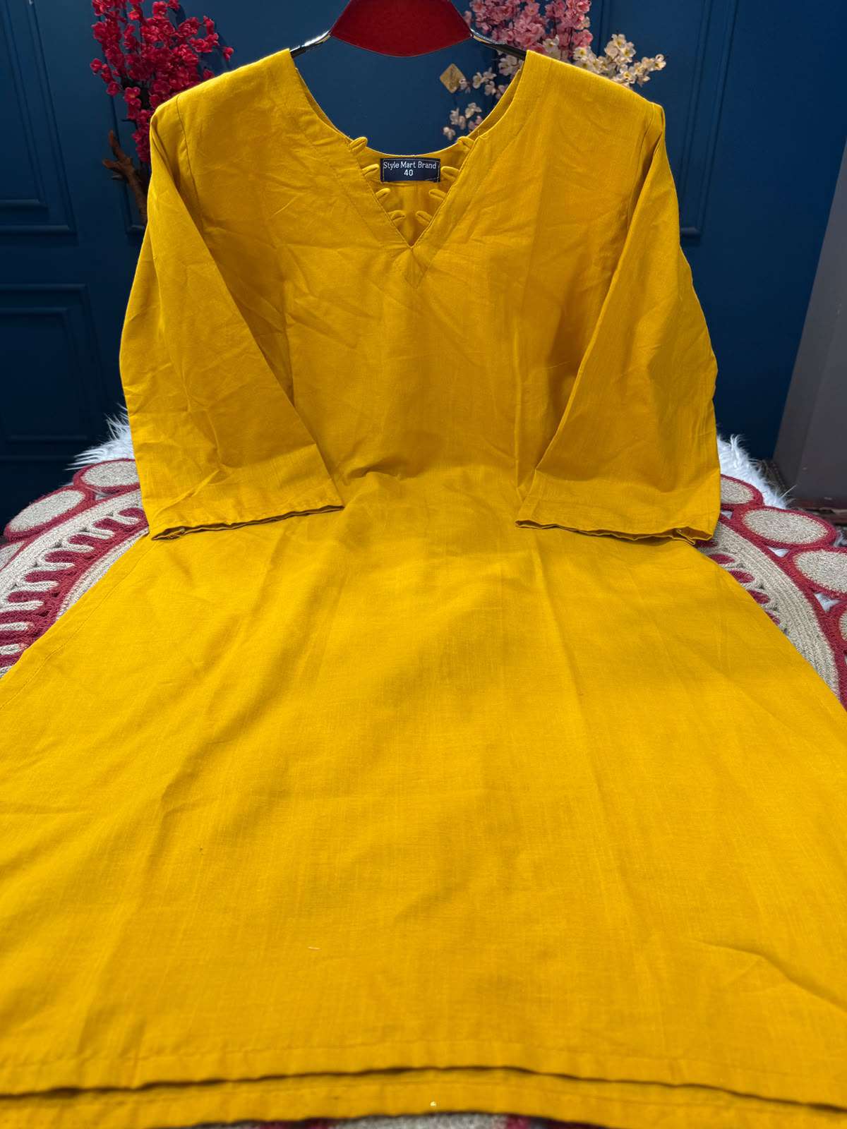 Long Pattern Mustard Stunning Cotton Kurti - 550