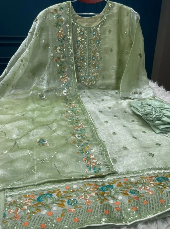 NEW ARRAIVALS PREMIUM Quality ZIMEE-CHU stitched Party Collection - 1620 Olive