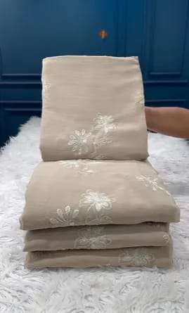 Premium Quality Original Boutiques Luxury chiffon Unstitched Party collection - 1199 Cream