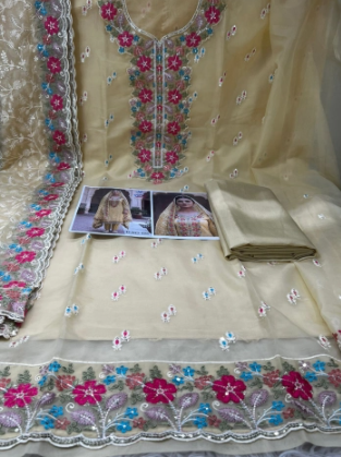 New Arraivals VIPUL Cetalogue Pure Organza Unstitched Party Collection - 1750 Yellow