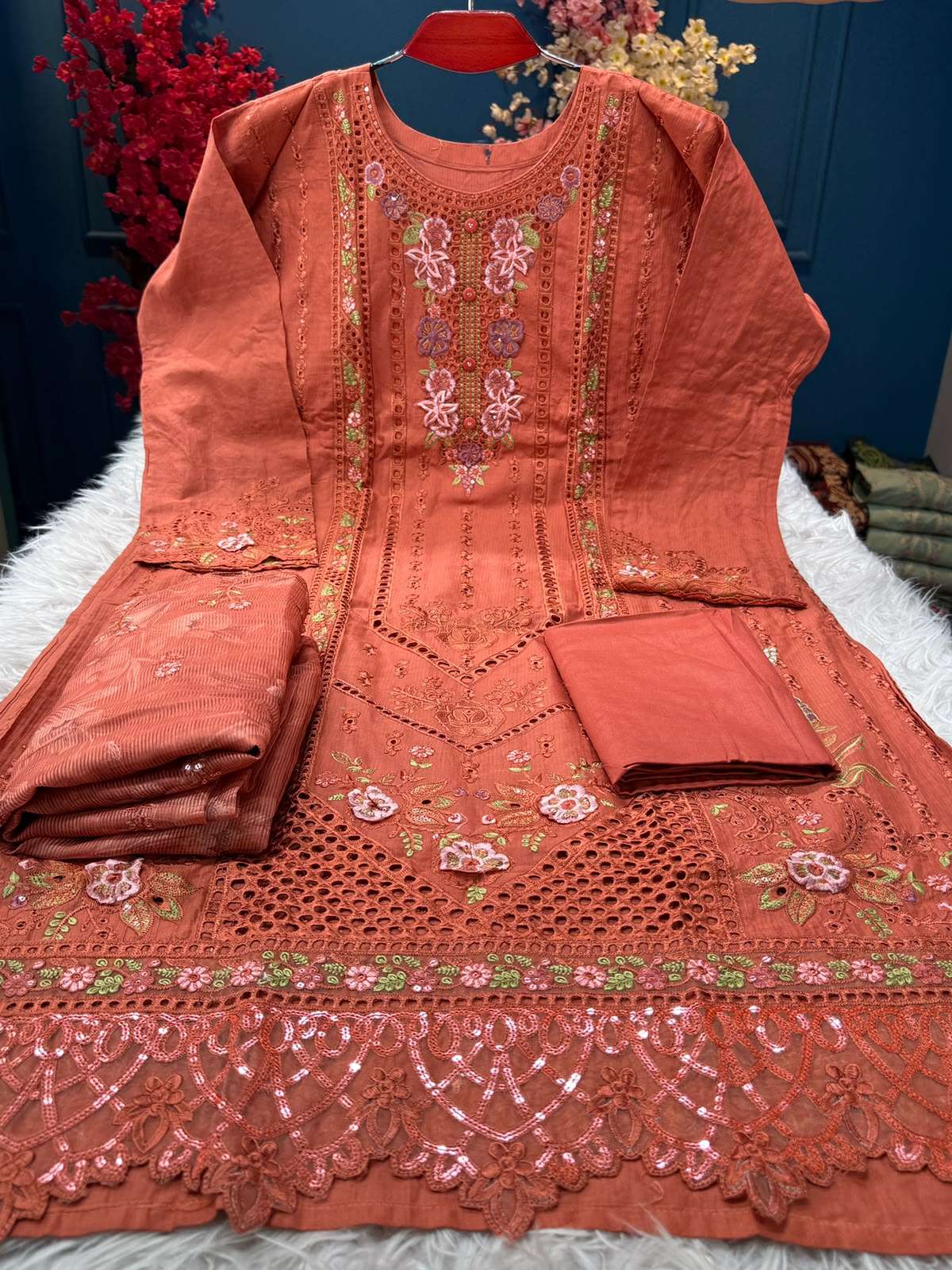 Brick Authentic Semi Stitched Festive Suit - 2250