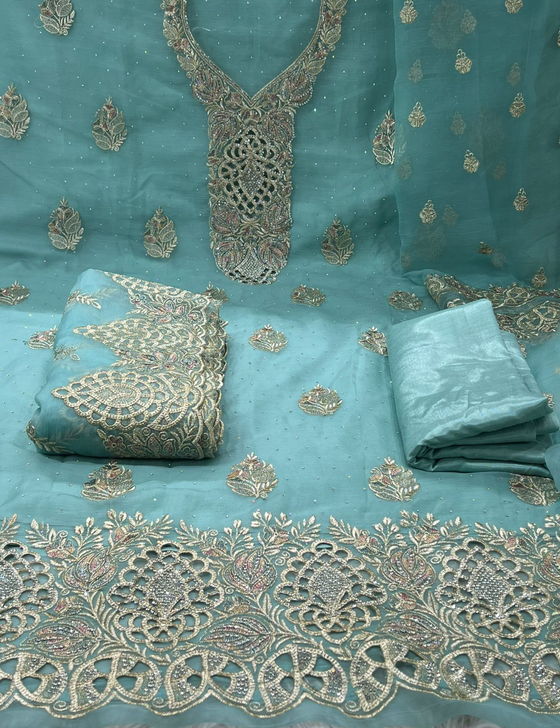 Exclusive Pakistani Inspired Kanchi Pure Unstitched Party Collection - 2500 Sky Colour