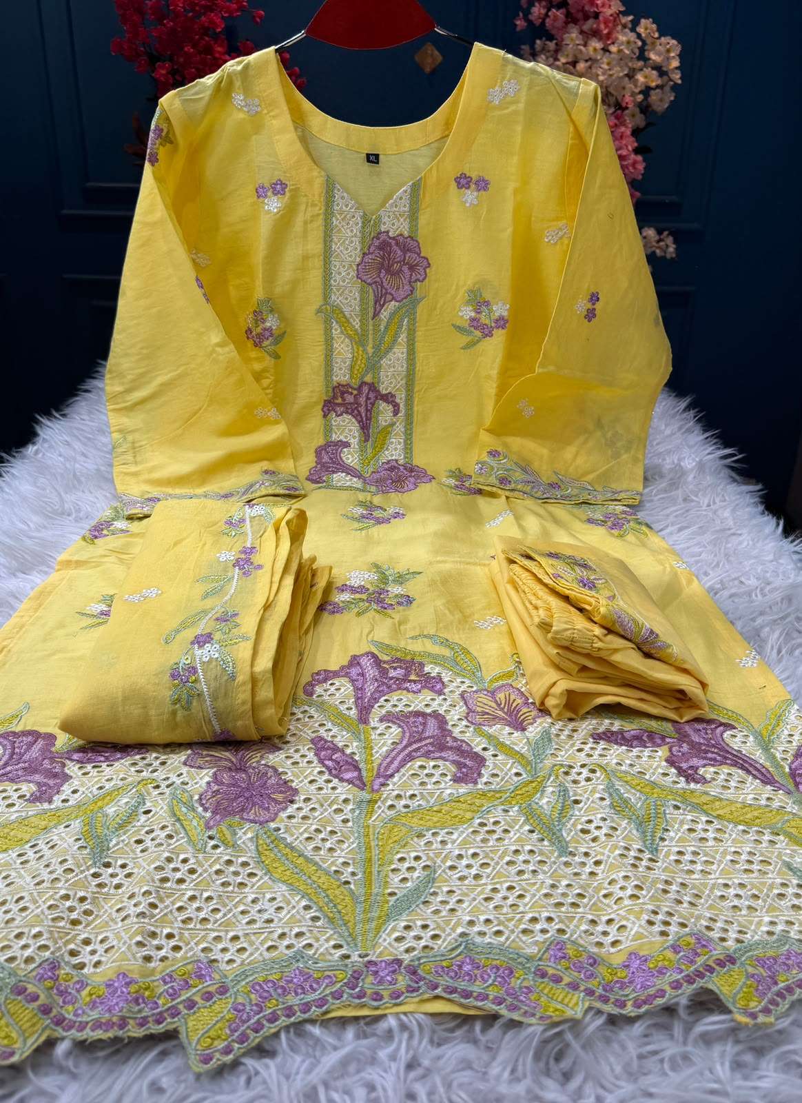 Pure Yolk Switch Cotton Stitched Dress - 2000