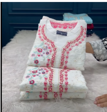 New Arraivals VIPUL Cetalogue Pure Organza Stitched Collection - 1750 White