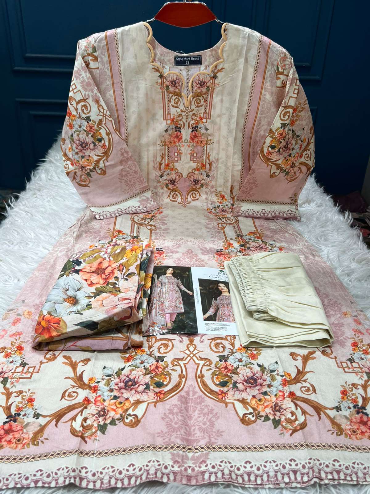 Jade Unique Stitched Suit Light Pink - 1100