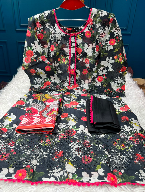 999 Deals Black Flower Salwar Kameez