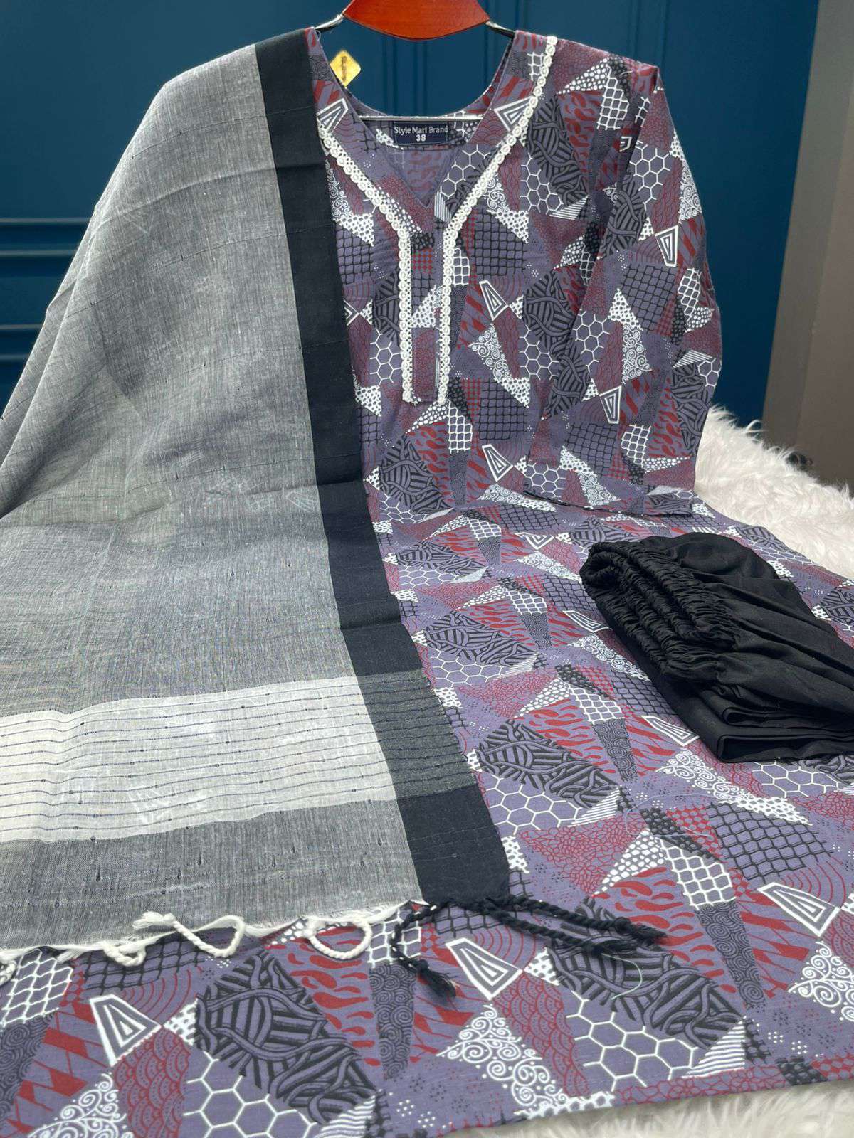 PREMIUM Quality New Arraivals Slap Cotton Stitched Cotton Collection - 950 Ash