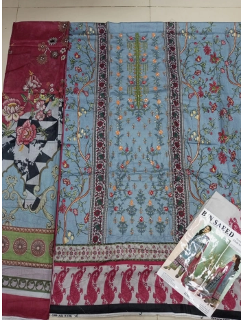 Premium Quality Pakistani Inspierd Bin Saeed Catalogue Unstitched Collection - Sky 1250