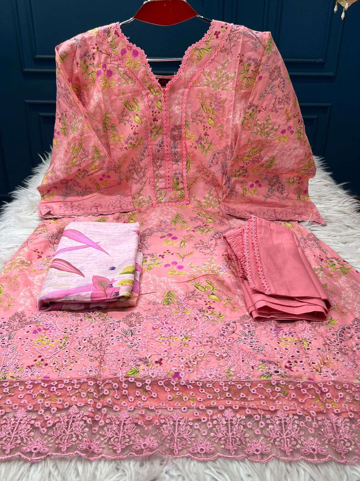 Classic Print Peach Salwar Kameez - 999