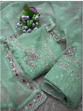 New Arraivals VIPUL Cetalogue Pure Organza Stitched Collection - 1750 Lemon