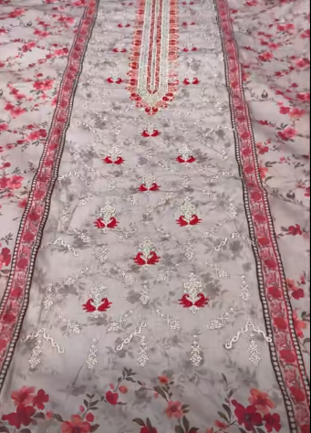 Premium Quality Unstitched Switch Cotton Gorgeous Collection - 1200 Magenta Ash