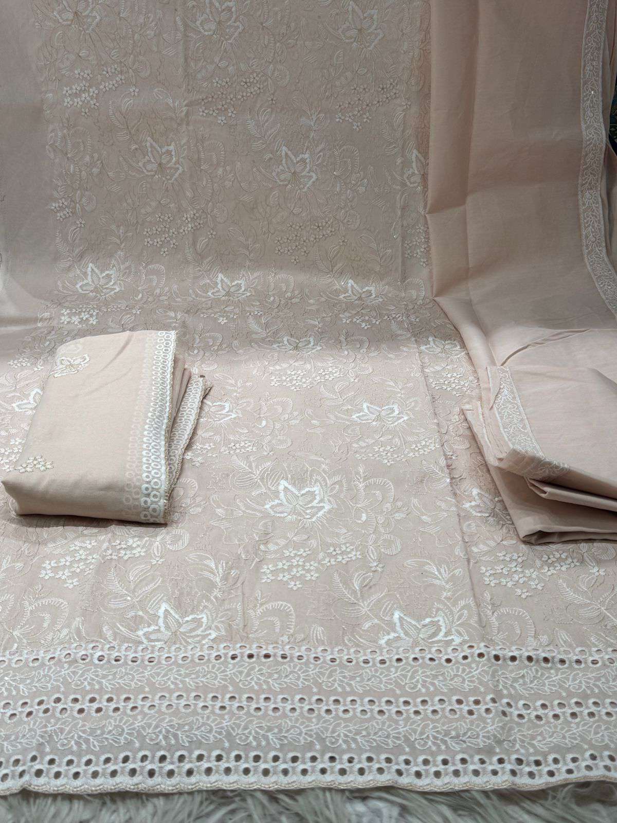 Women's Gorgeous Biscuit Unstitched Set - 1650