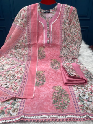 Premium Quality Luxury LAWAN stitched Collection - Pink Colour 1100