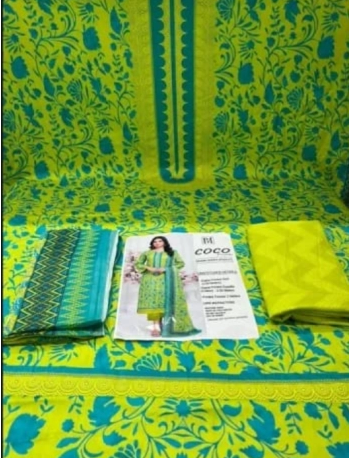 Special Pakistani Inspired COCO stitched EID Cotton Collection - 1250 Lemon