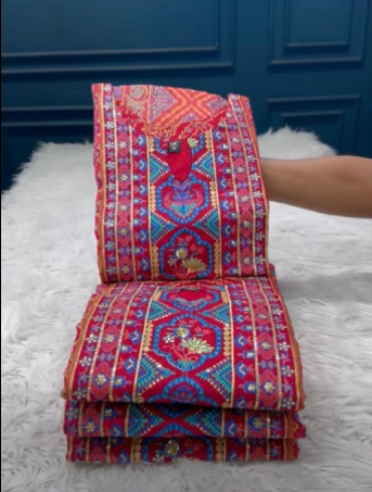 Premium Quality Pakistani Inspired Stitched Cotton Collection - 1350 Multi Red